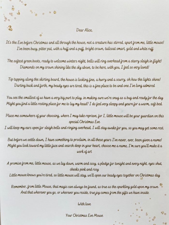 Personalised Christmas Eve letter from Mouse - Image 4